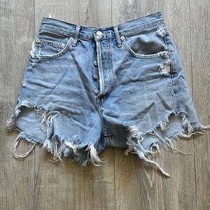 Agolde Blue Distressed Jean Shorts